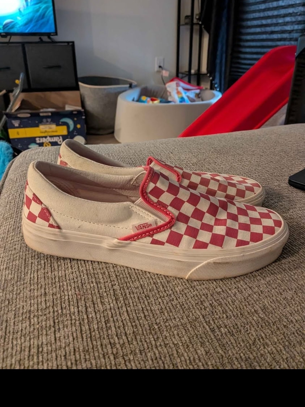 Vans Slip-On Checkerboard Pink/White Sneakers